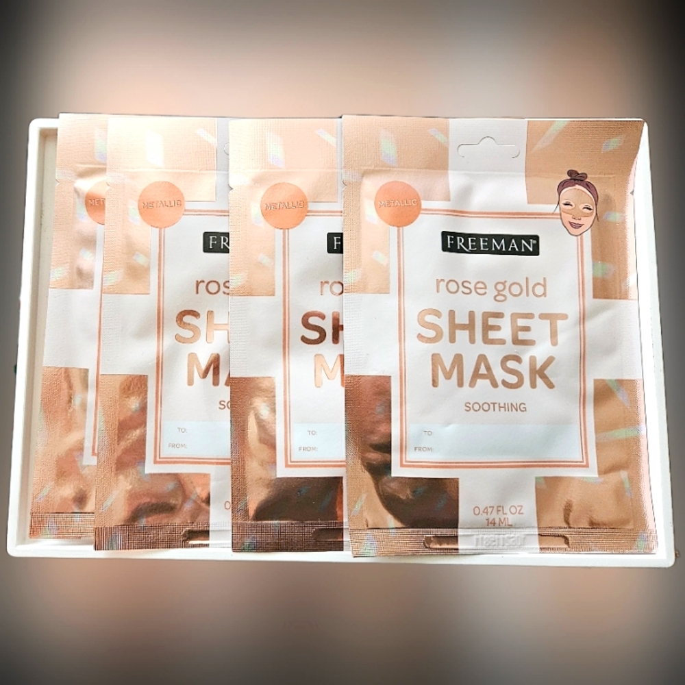 NWT FREEMAN BEAUTY ROSE GOLD SHEET MASK SET OF 4!